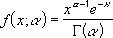 Screenshot of the standard gamma probability density equation.