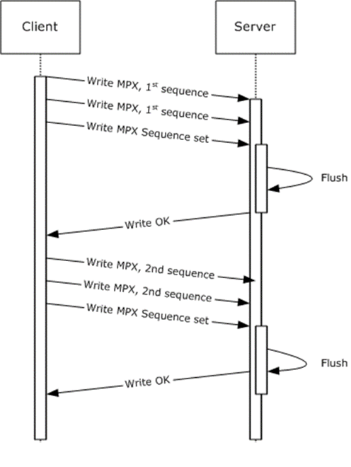 Multiplexed Write request/response message flow