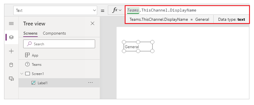 Teams 채널 이름 표시