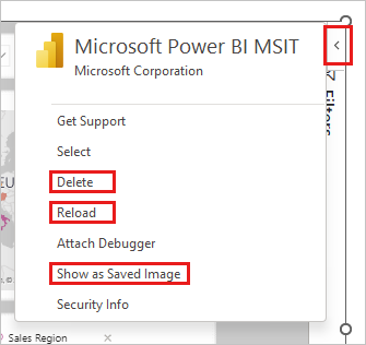 PowerPoint 추가 기능 측면 창에 있는 Power BI 추가 기능의 스크린샷