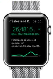 타일을 표시하는 Apple Watch를 보여 주는 사진