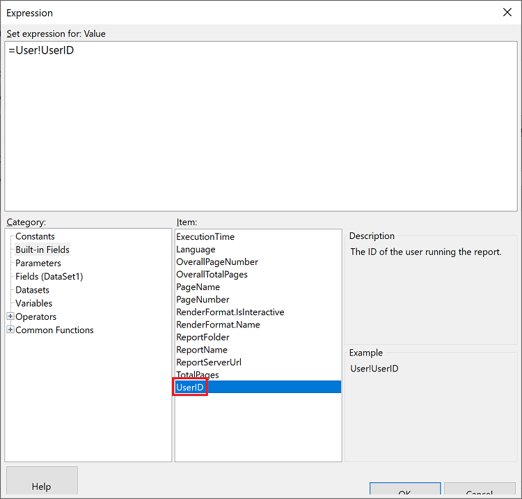 Power BI 보고서 작성기 UserID