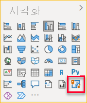 시각화 창의 ArcGIS 지도 아이콘을 보여 주는 스크린샷.