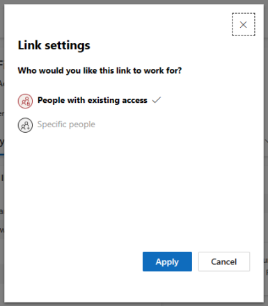 Link settings dialog