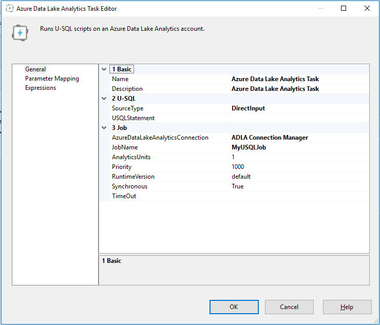 SSIS의 Azure Data Lake Analytics 태스크