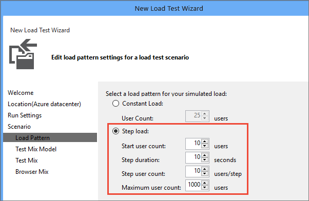 Configure the step pattern