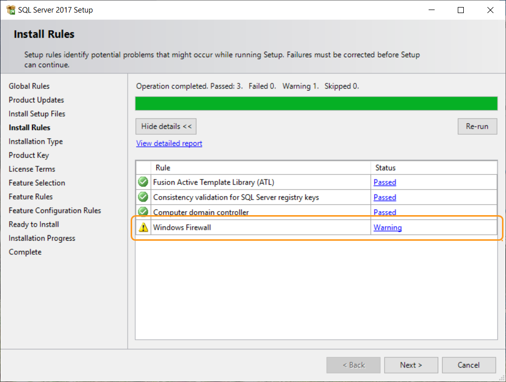 Windows Firewall warning