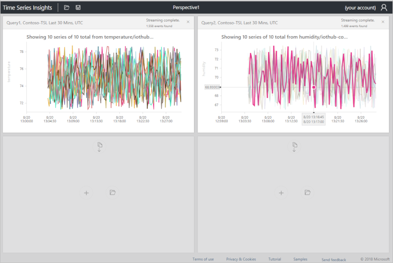 Time Series Insights 탐색기 대시보드