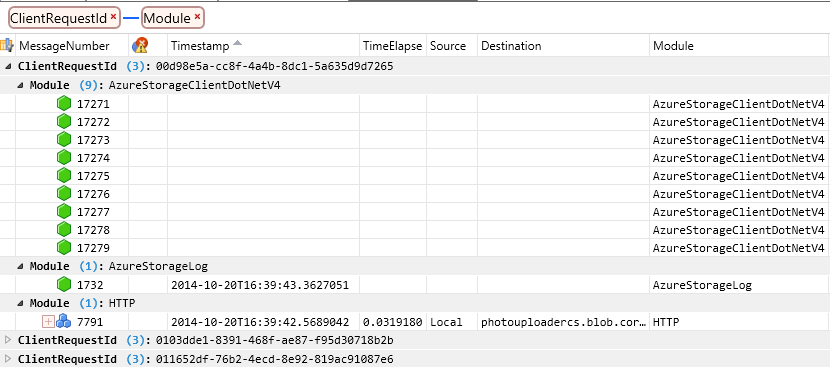 Azure Storage 보기 레이아웃