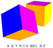 x 및 y 축에서 60도 회전