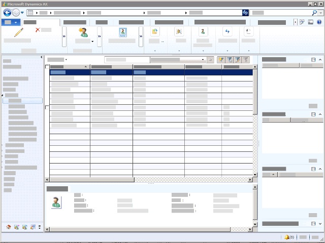 A Microsoft Dynamics AX list page