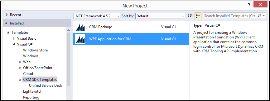 CRM 템플릿용 WPF 응용 프로그램