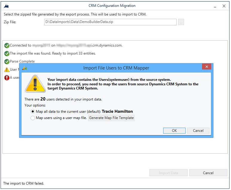 Dynamics 365 매퍼에 파일 사용자 가져오기