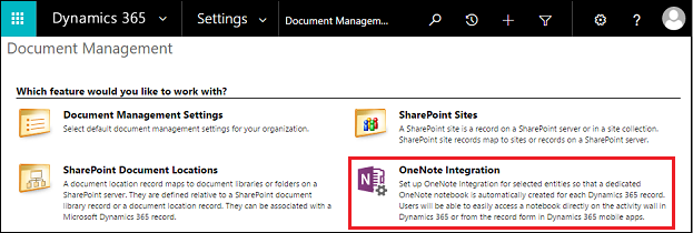 OneNote 통합 선택