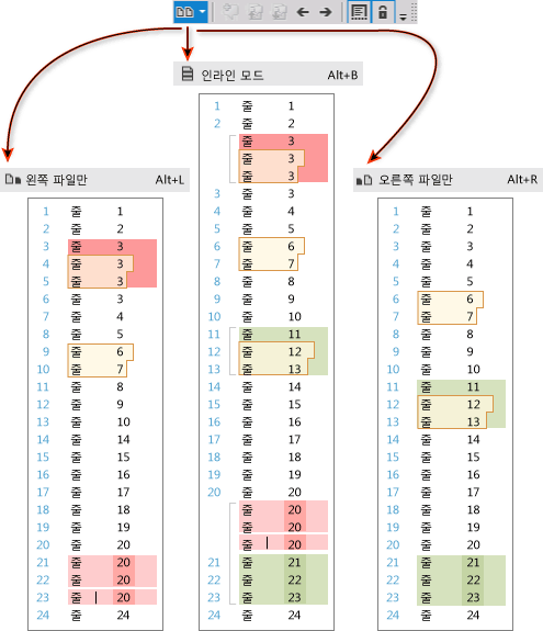 비교 창 레이아웃