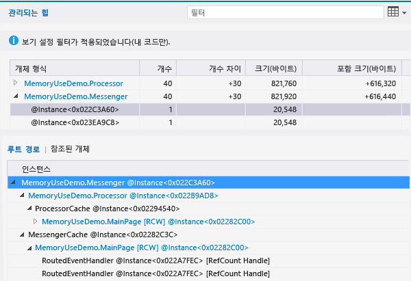 차이 뷰의 인스턴스에 대한 루트 트리 경로