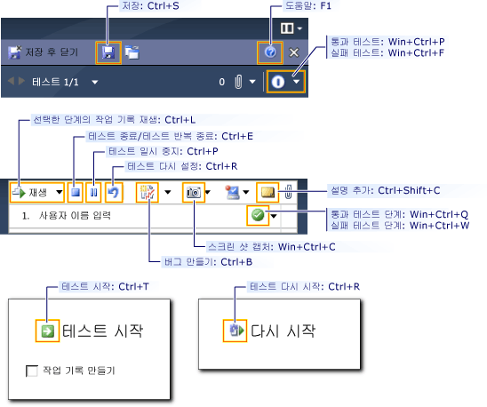 Test Runner의 바로 가기 키