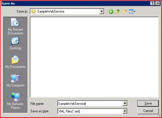 Save SampleWebService application definition file