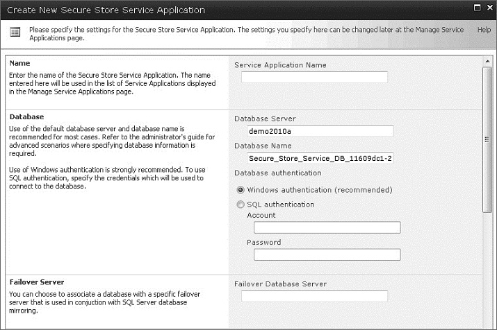 Creating a new SSS application