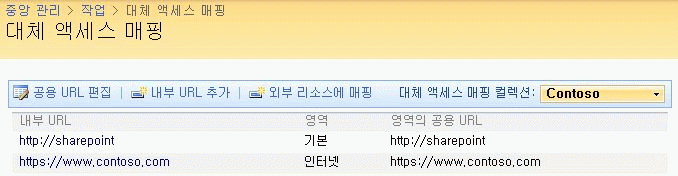 대체 액세스 매핑 페이지 1