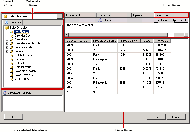 디자인 모드의 MDX를 사용하는 쿼리 디자이너