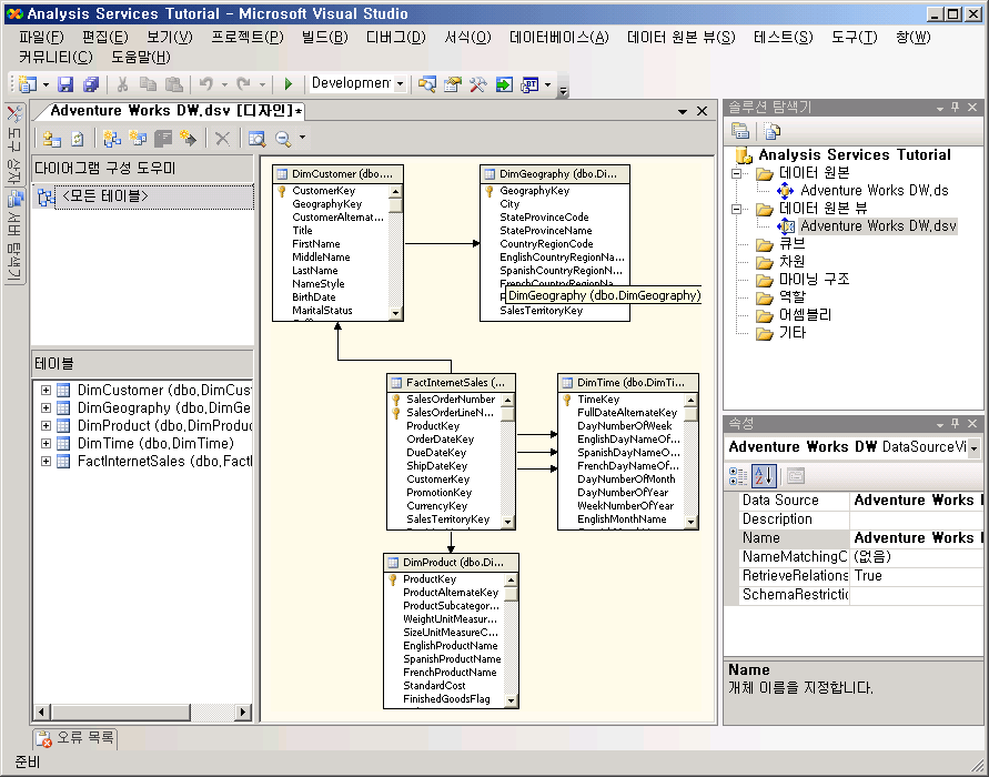 Adventure Works DW 데이터 원본 뷰