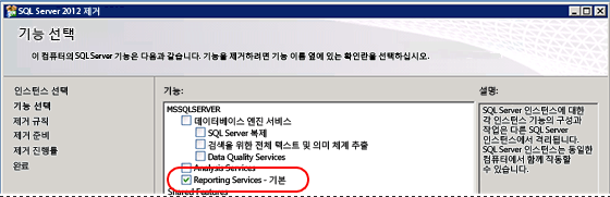 제거하려면 SQL 제거 기능 선택