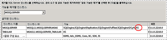 SQL 제거 선택 인스턴스