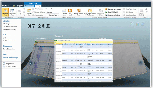 SharePoint의 PowerPivot 갤러리 회전식 뷰