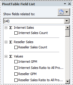 Internet Sales 및 Reseller Sales 측정값