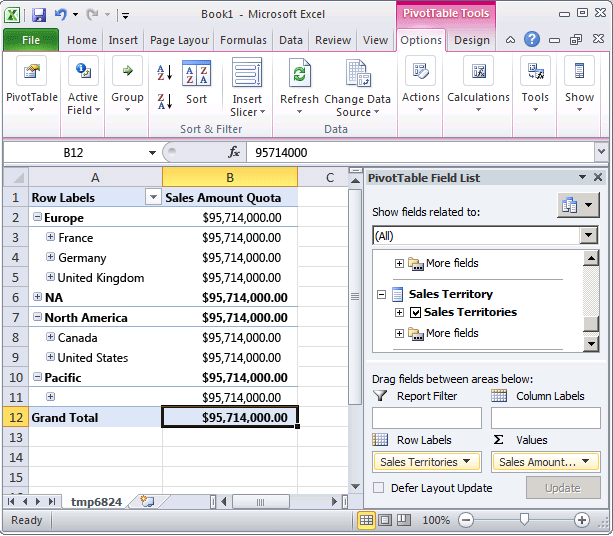 Sales Territory 큐브 차원