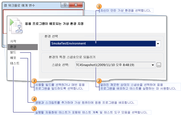 랩 워크플로 매개 변수 마법사