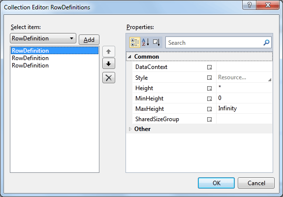 WPF 컬렉션 편집기 대화 상자