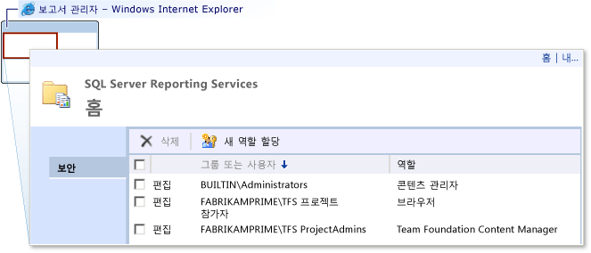 Reporting Services에 그룹 추가