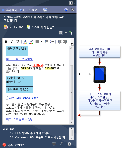 장치 테스트, 예비 테스트의 주석 창