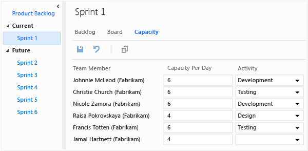 Set hours per day and activity type