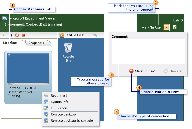 Steps to connect to an enevironment