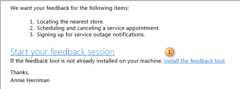 Install the feedback tool link on the Feedback Request email