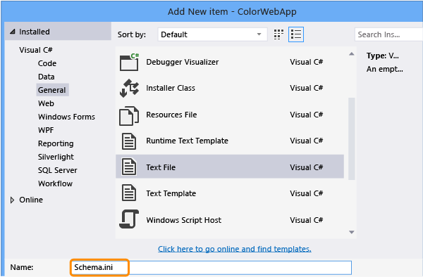 Add a schema.ini file