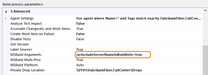 Include build server info in build def TFS 2013