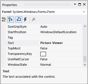 Properties window