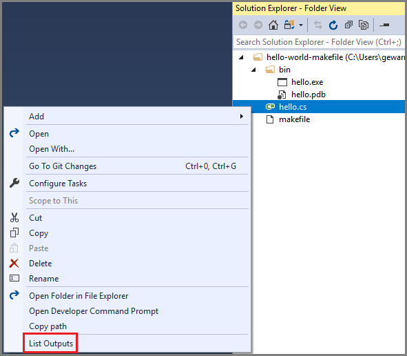 Arbitrary task in context menu