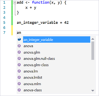 IntelliSense variable completion