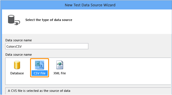 Enter a name and choose CSV file