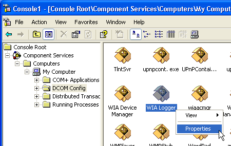 wia logger dcom config