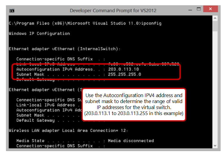 Autoconfiguration address for a virtual switch