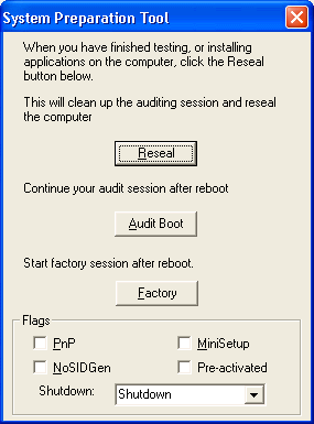 System Preparation Tool dialog box