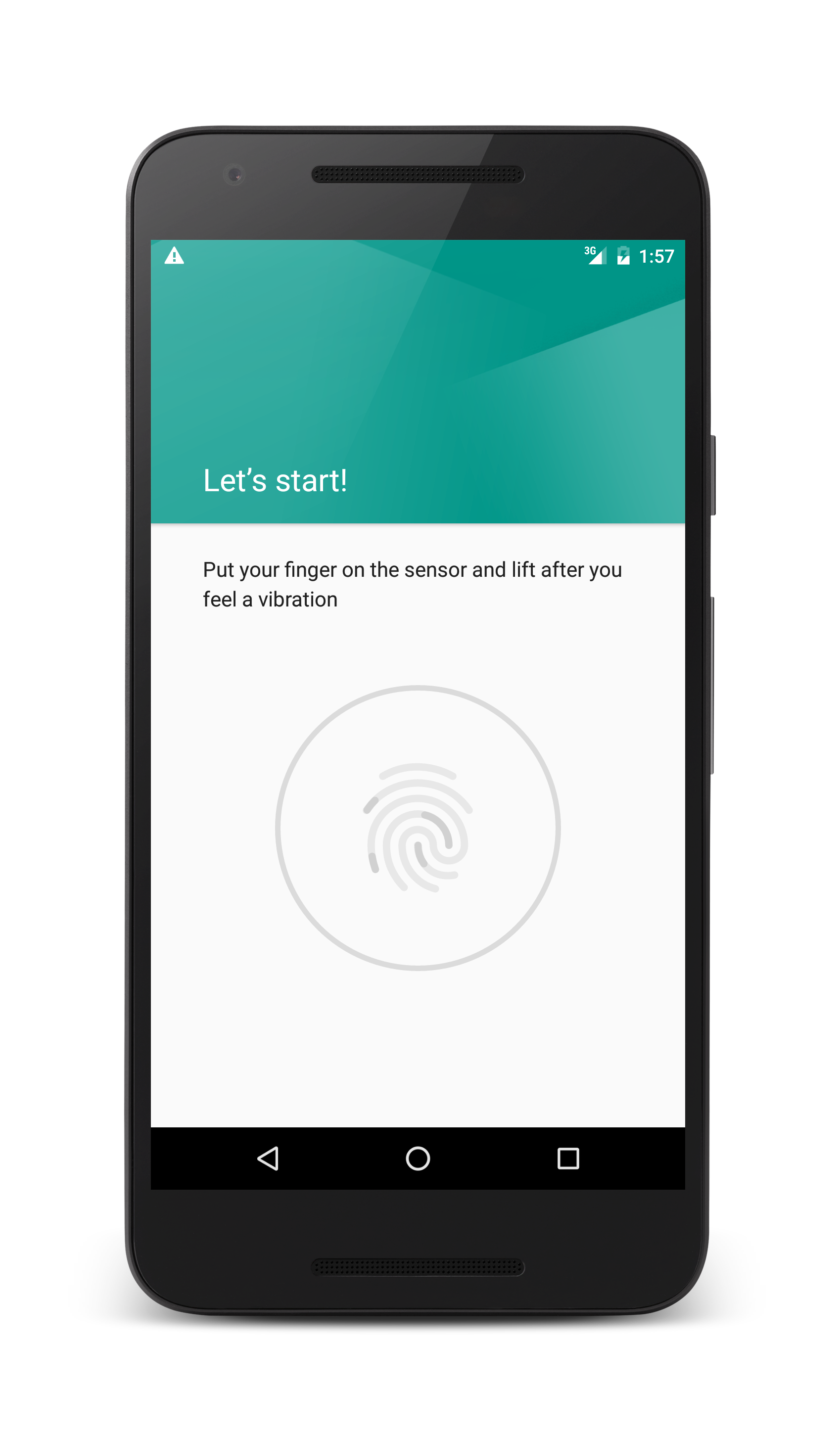 Screen that prompts you to put your finger on the sensor