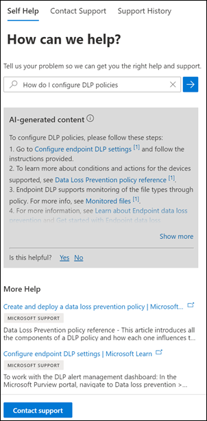 Microsoft Purview 포털 도움말 및 지원.