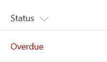 Status field with the Overdue text colored red